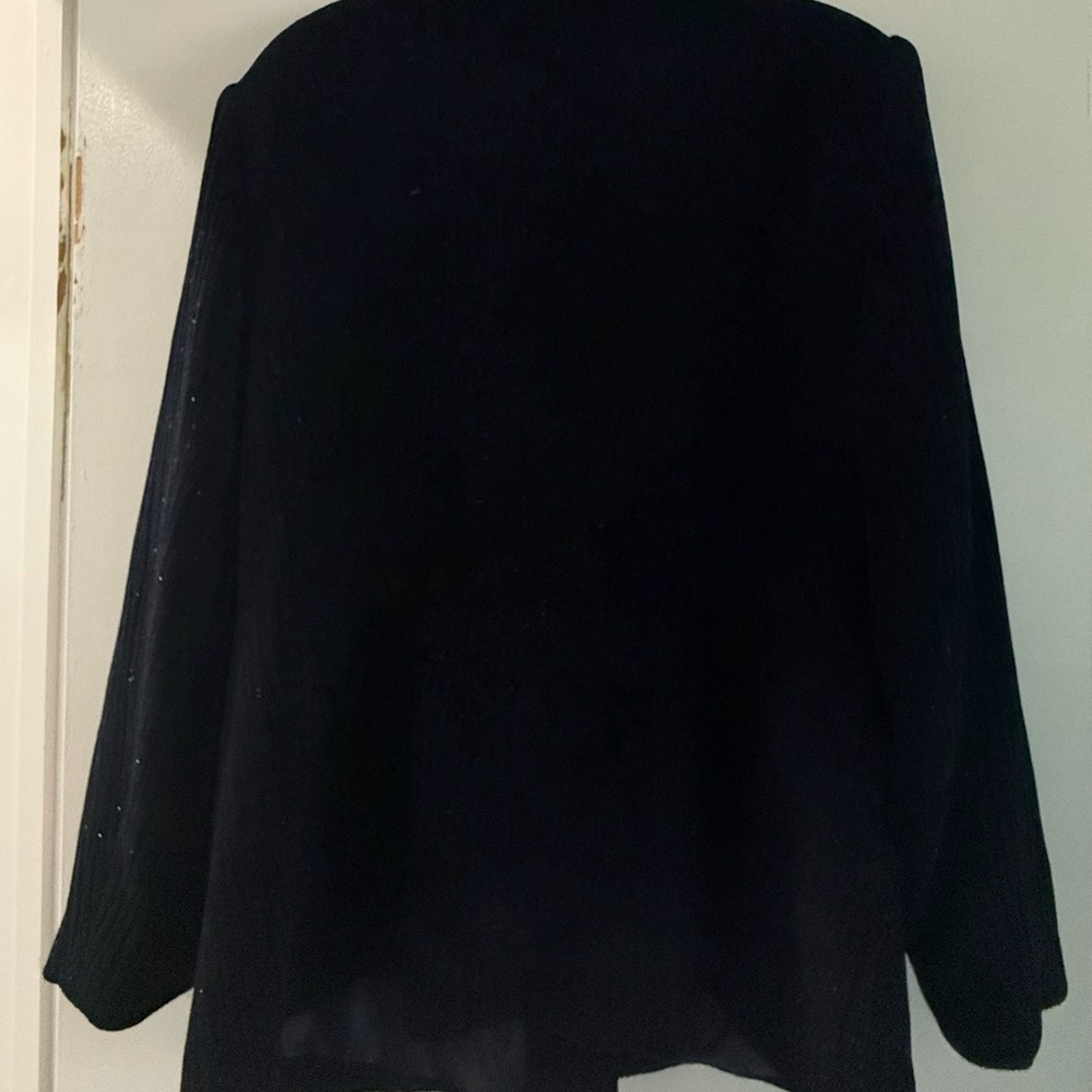 💥HP 💥 DVC Women's Navy Blazer with Fur Accents size 14 - Picture 8 of 10